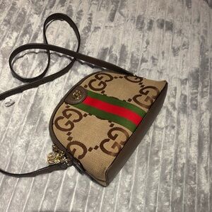 Gucci Beige and Green Crossbody Bag